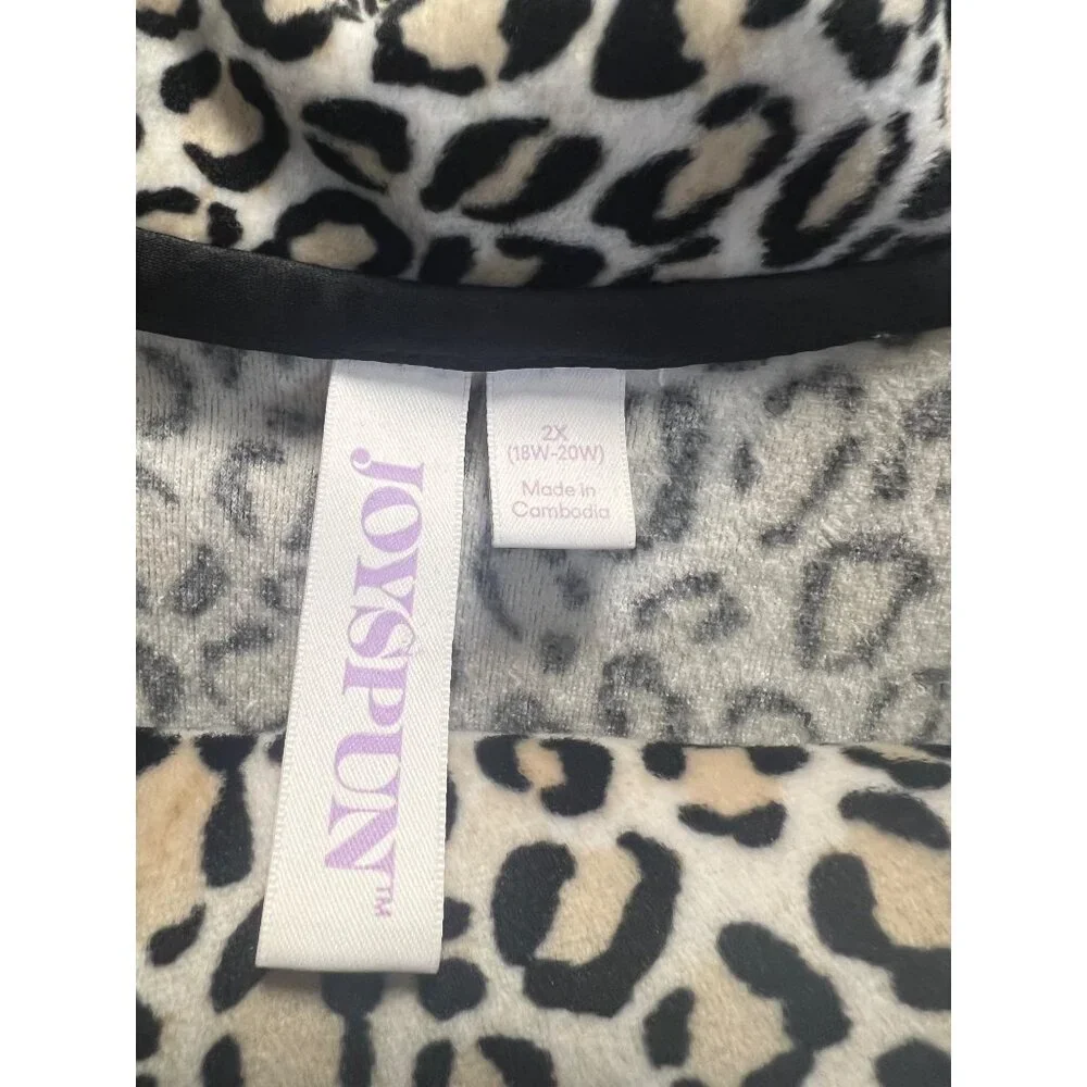 Joyspun Womens Leopard Print Long Sleeve Lounge Top 2X 18W-20W  bottoms 3X